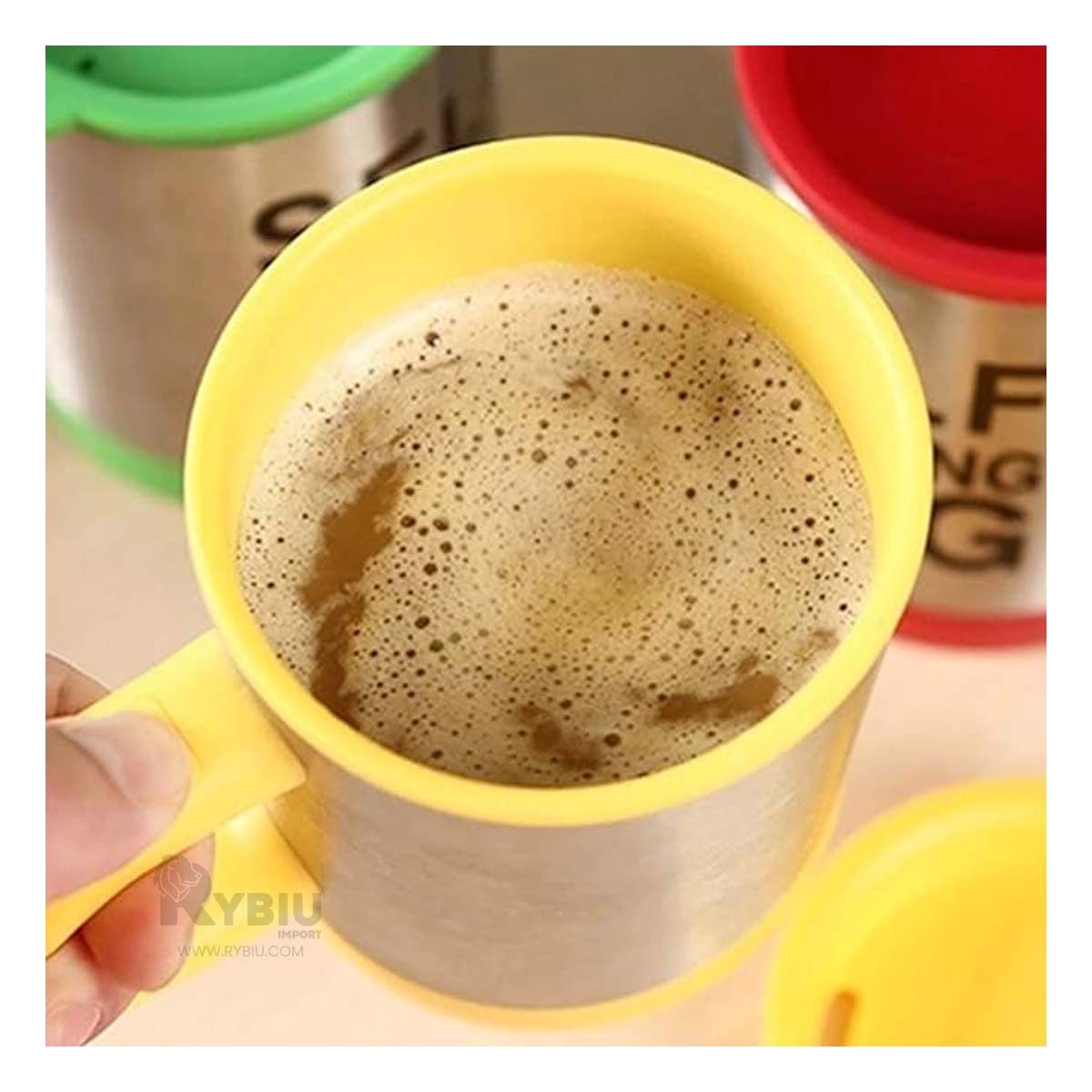 Taza para Mezclar en Color Amarillo Y+Stickers