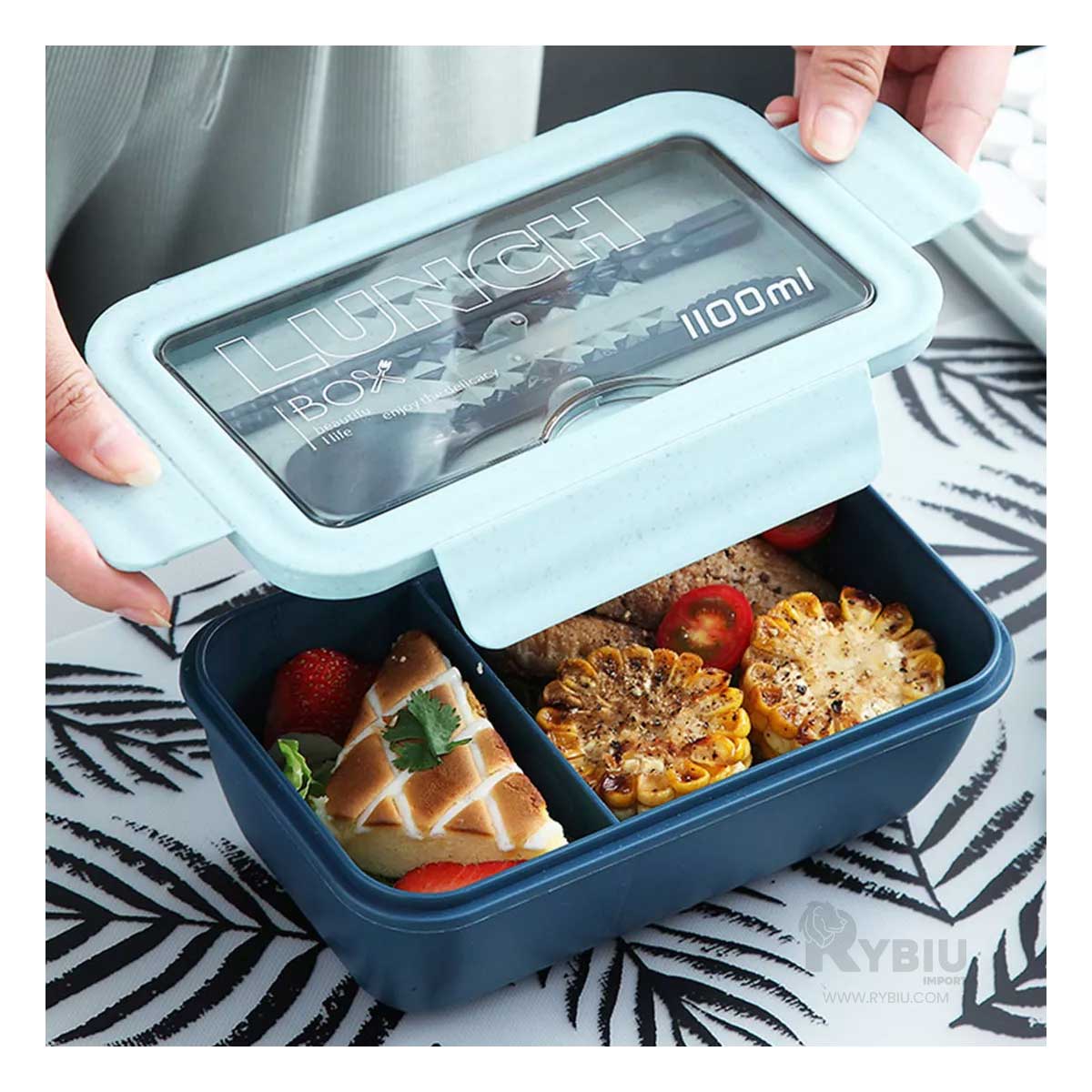 Taper Box Eficaz con Cubiertos Azul Y+Papel de Regalo