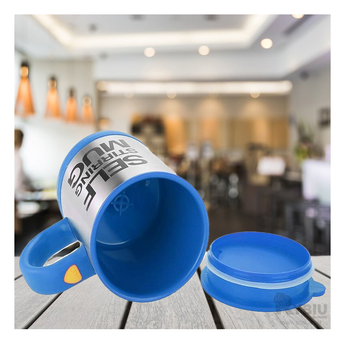 Taza para Mezclar en Color Azul Y+Stickers