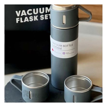 Termo Diseño Termico 2 Tazas en Plomo Y+Papel de Regalo