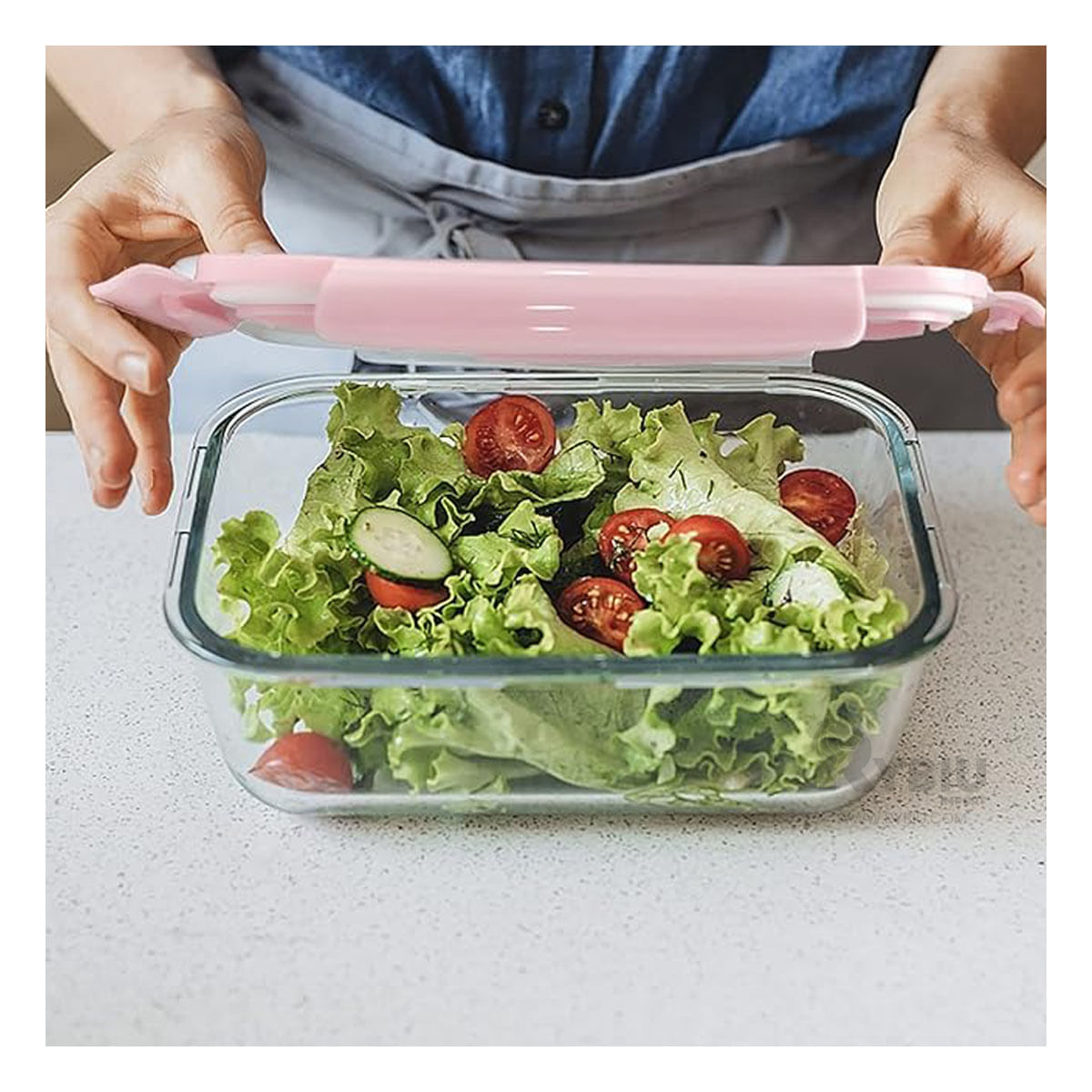 Taper Resistente de Vidrio de 410ml con Tapa de Color Rosado