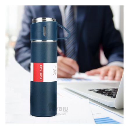 Termo Elegante y Versatil en Color Azul Y+Stickers