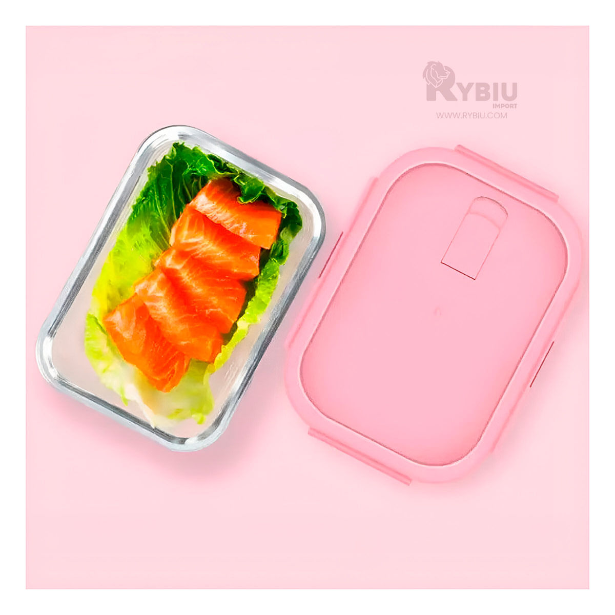 Taper Resistente de Vidrio de 1040ml con Tapa Color Rosado