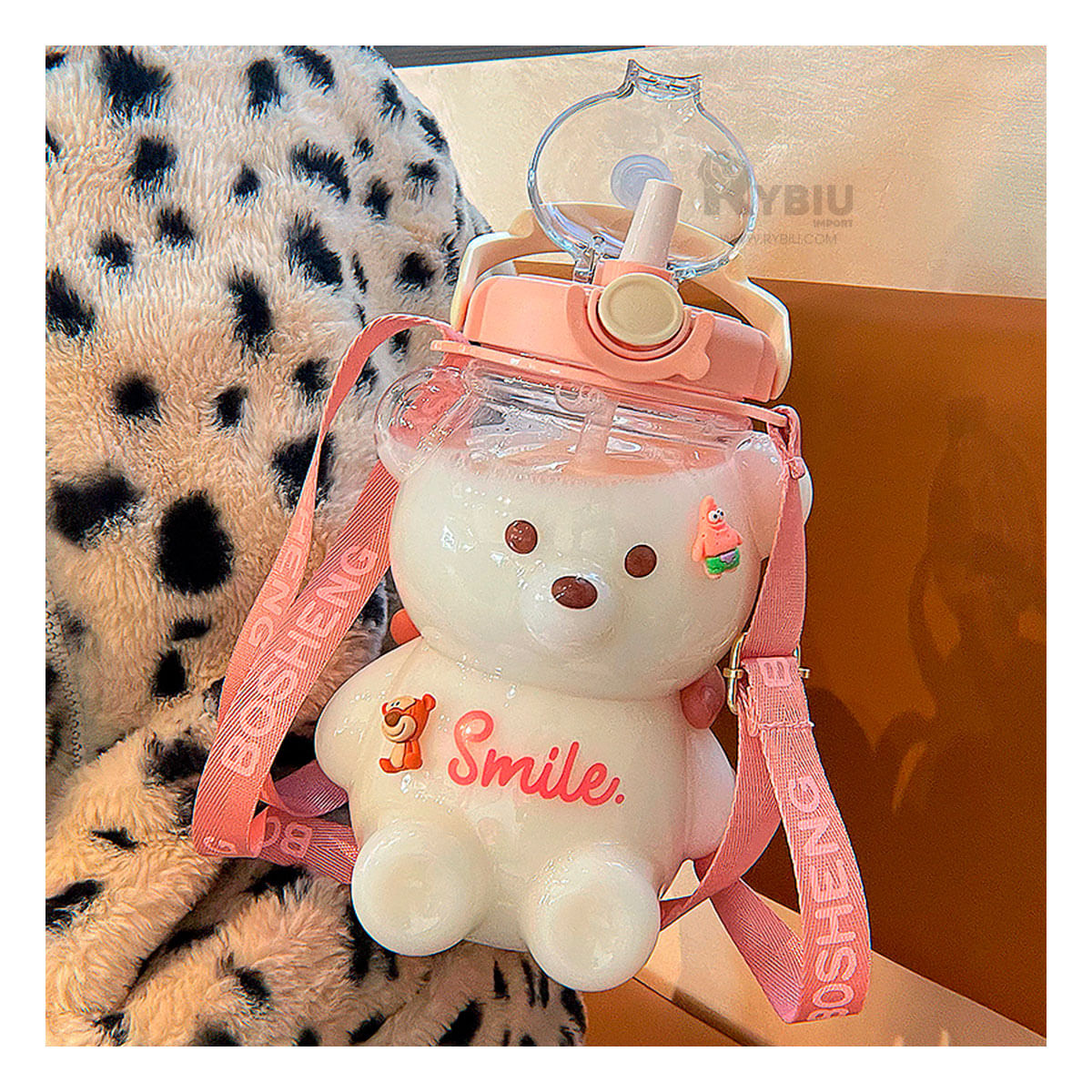 Tomatodo Minimalista de Oso para el Hogar en Color Rosado