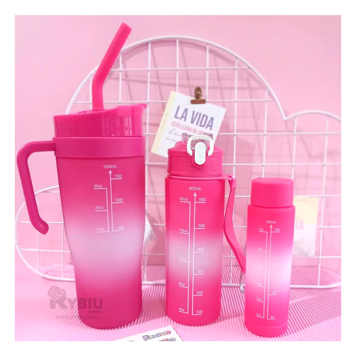 Tomatodo de Diferentes Tamaños Fucsia Y+Stickers