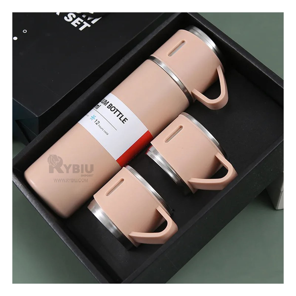 Termo Practico con Tazas Rosado Y+Stickers