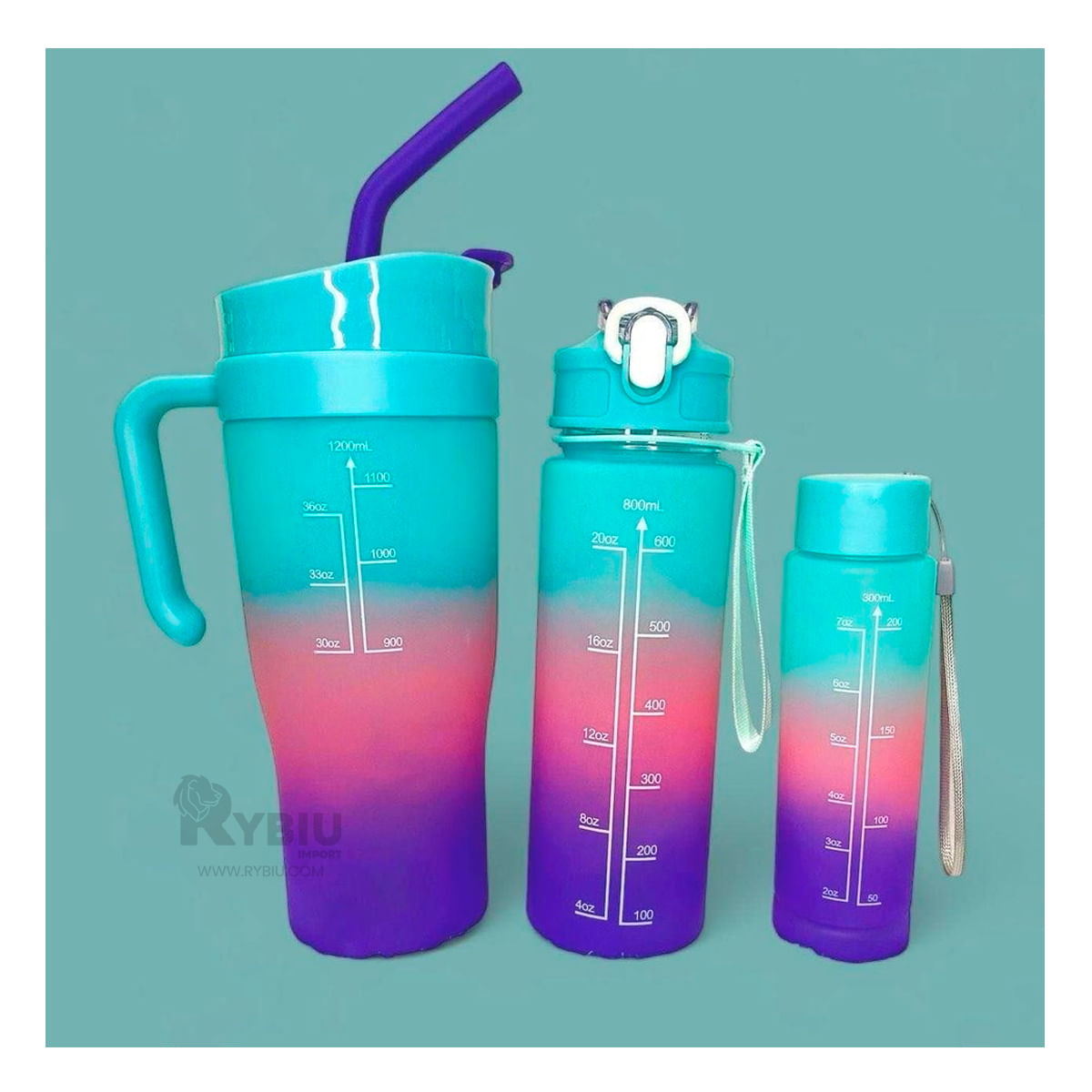 Tomatodo de Diferentes Tamaños Celeste Y+Stickers