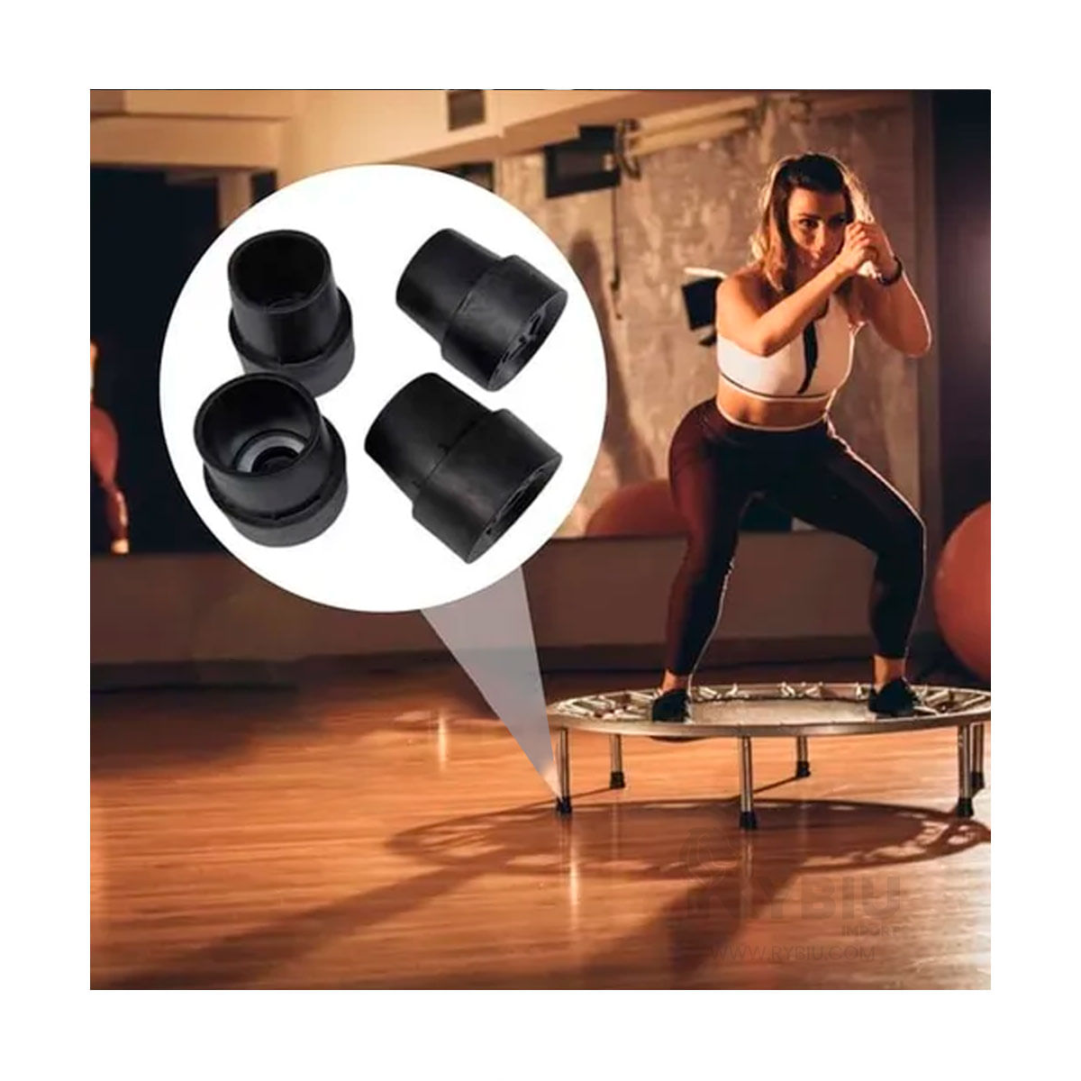 Trampolin de Aerobico Liviano y Robusto en Negro Y+Stickers