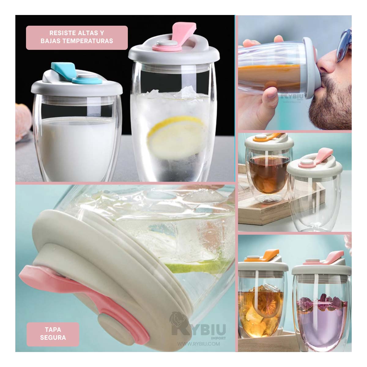 Vaso Compacto y Moderno en Tapa Plomo con Rosado Y+Stickers