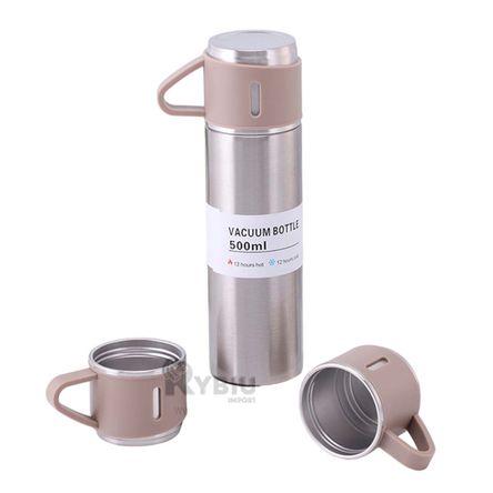 Termo Practico con Tazas en Color Marron Y+Stickers Termo Practico con Tazas en Color Marron Y+Stickers