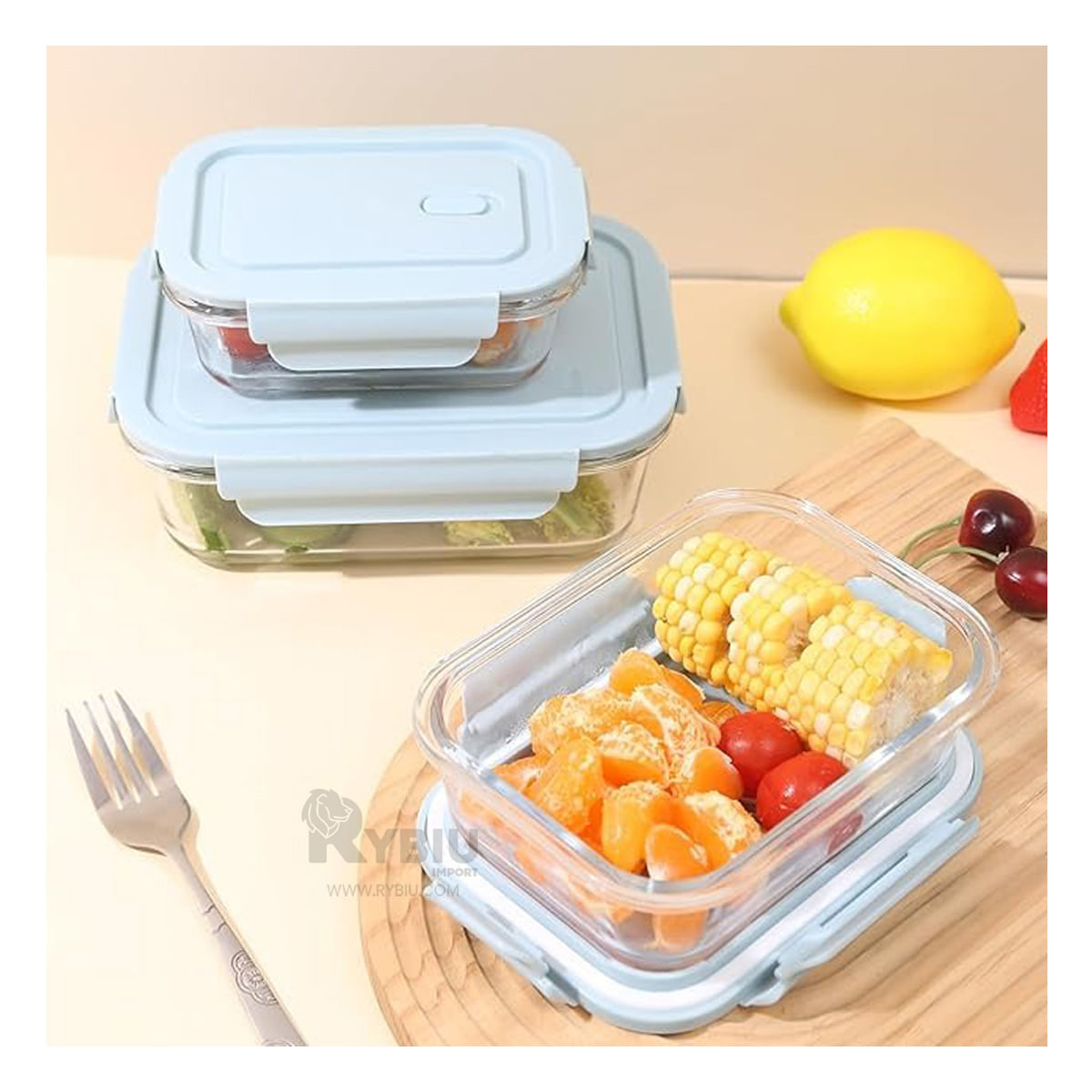 Taper Individual de Alimentos de Tono Celeste Y+Agendita