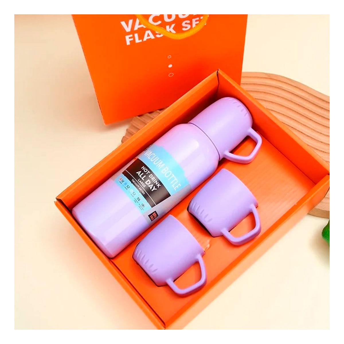 Termo Útil en un Atractivo Color Lila Y+Stickers