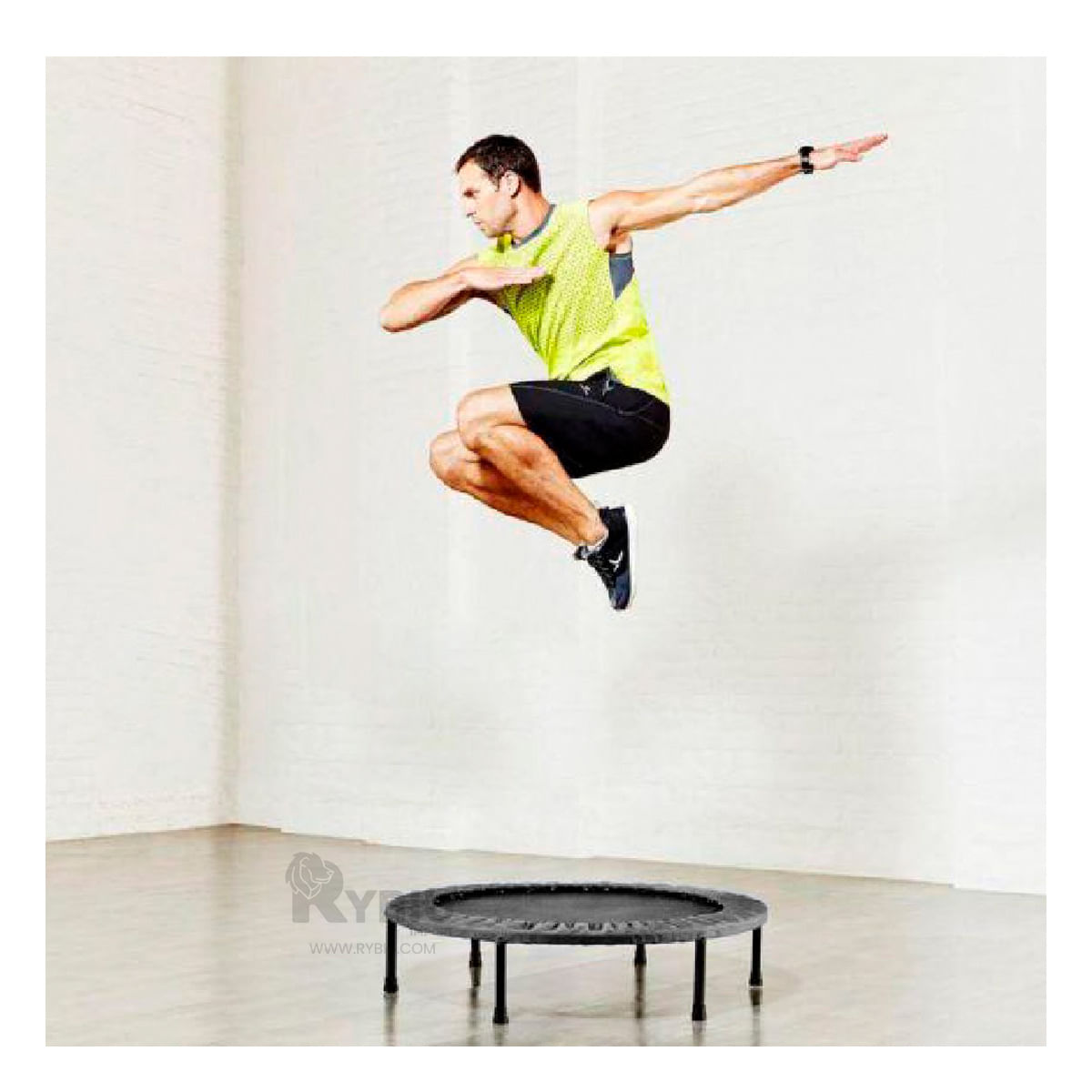 Trampolin Robusto Fitness Material Nylon en Negro Y+Stickers
