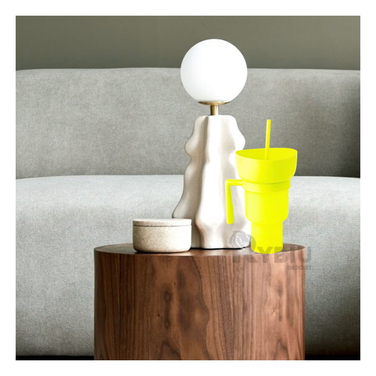 Vaso Llamativo Util de Color Amarillo Y+Papel de Regalo