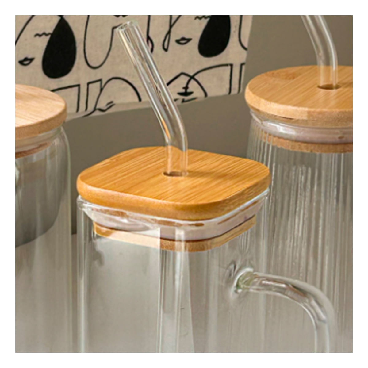 Vaso Ancho Rectangular con Caña Transparente Y+Agendita