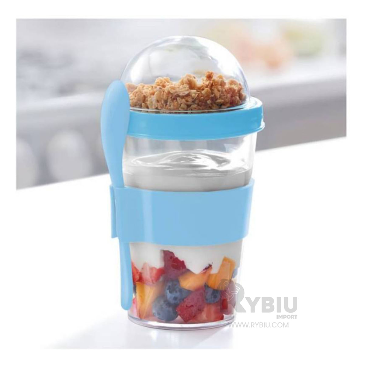 Vaso Movil para Frutos Secos y Yogurt Celeste Y+Stickers