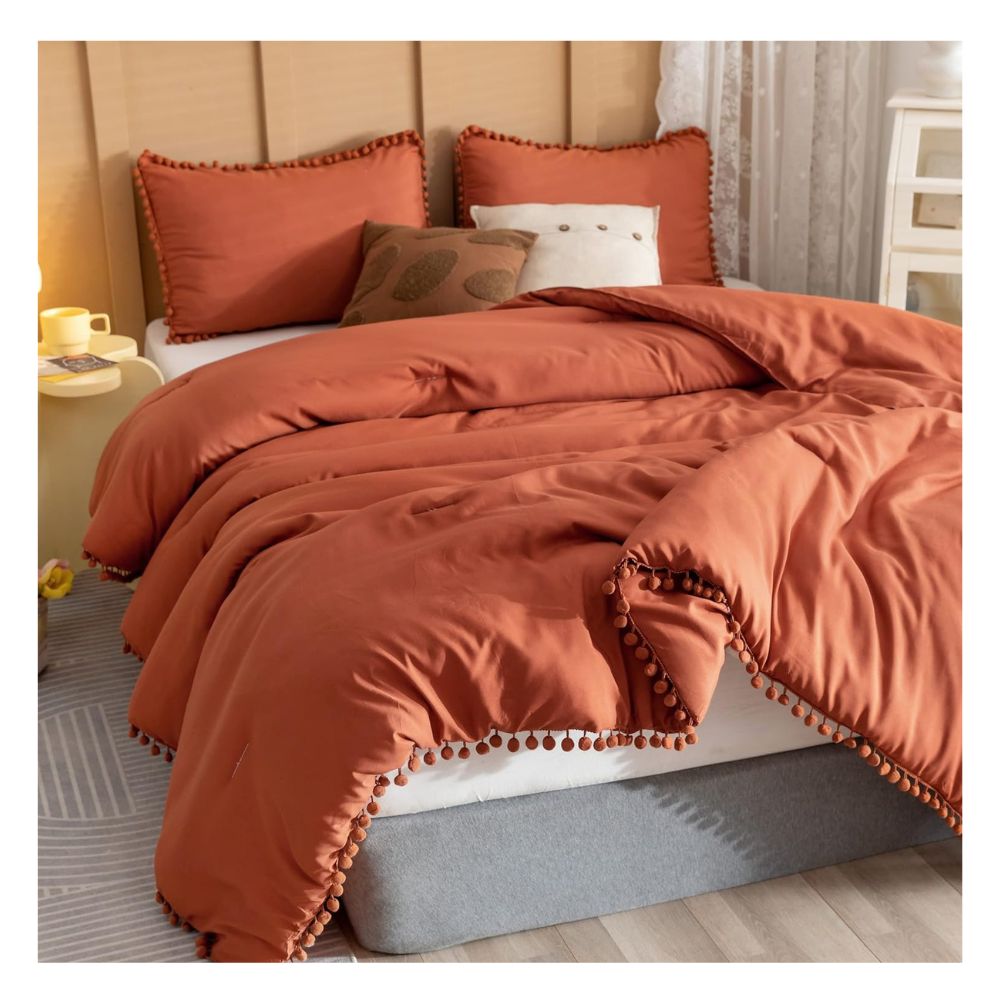 Funda plumón yul 100 % algodón bramante 1.5 plazas terracota 200 hilos Lima Tienda