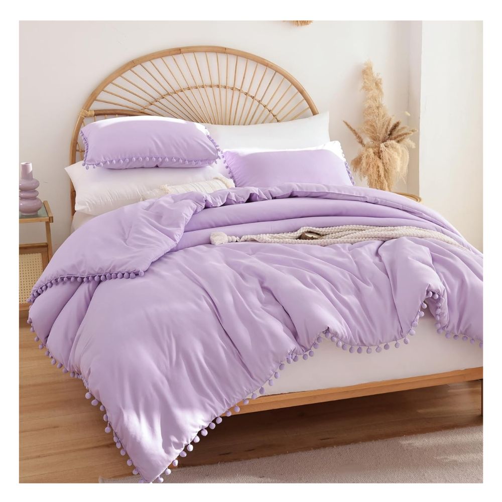 Funda plumón yul 100 % algodón bramante 1.5 plazas lila 200 hilos Lima Tienda