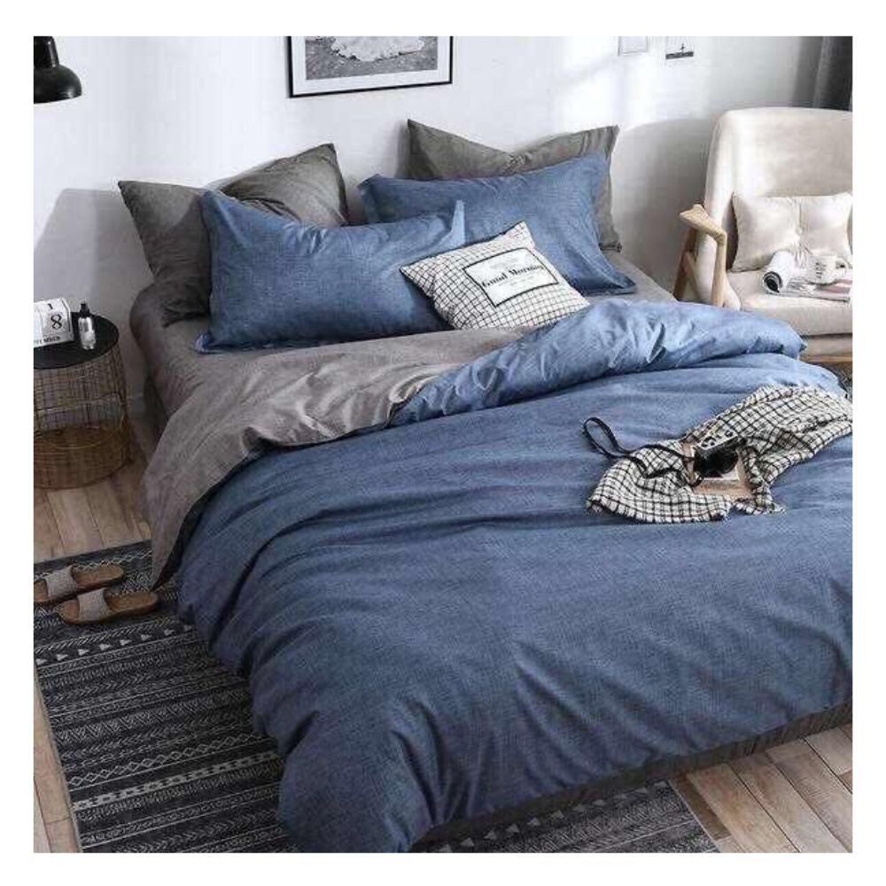 Funda plumón 100 % algodón bramante queen azul jean 200 hilos Lima Tienda