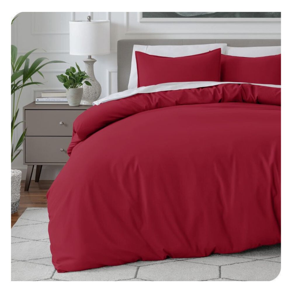 Funda plumón 100 % algodón bramante queen rojo 200 hilos Lima Tienda