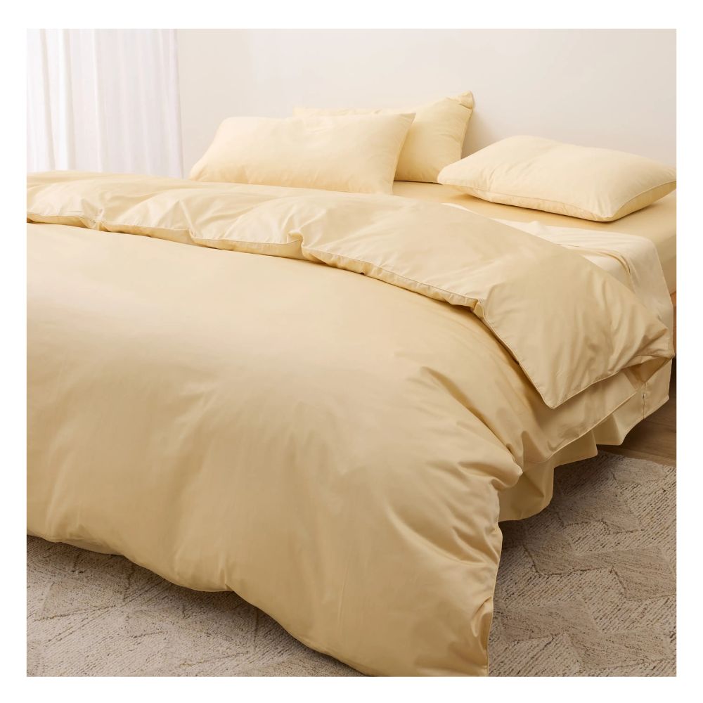 Funda plumón 100 % algodón bramante 2 plazas beige 200 hilos Lima Tienda