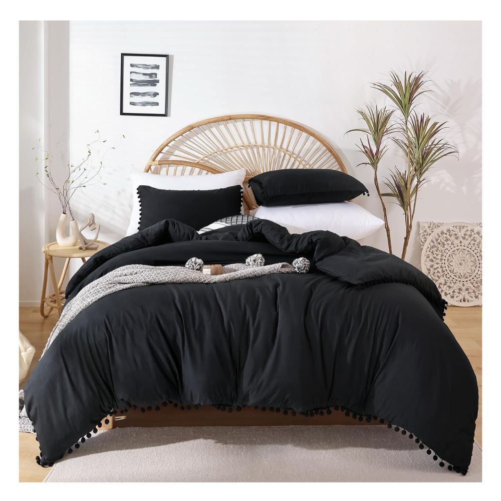 Funda plumón yul 100 % algodón bramante 2 plazas negro 200 hilos Lima Tienda