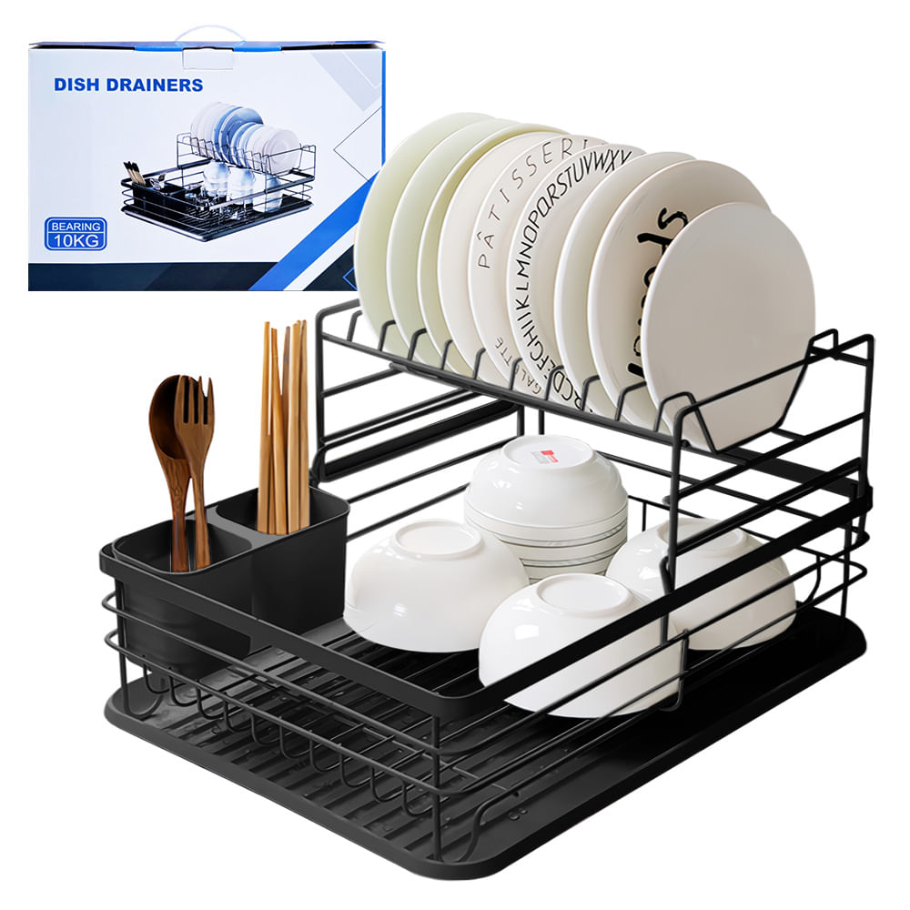 Escurridor de Platos 2 Niveles con Porta Cubiertos JL1