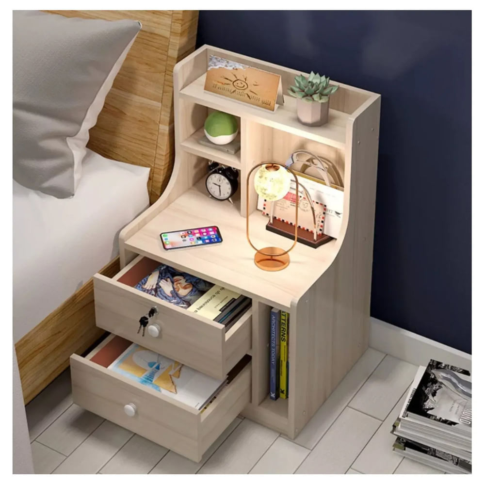 Velador Nordico Moderno Natalia 2 Cajones Manzano TU MESITA