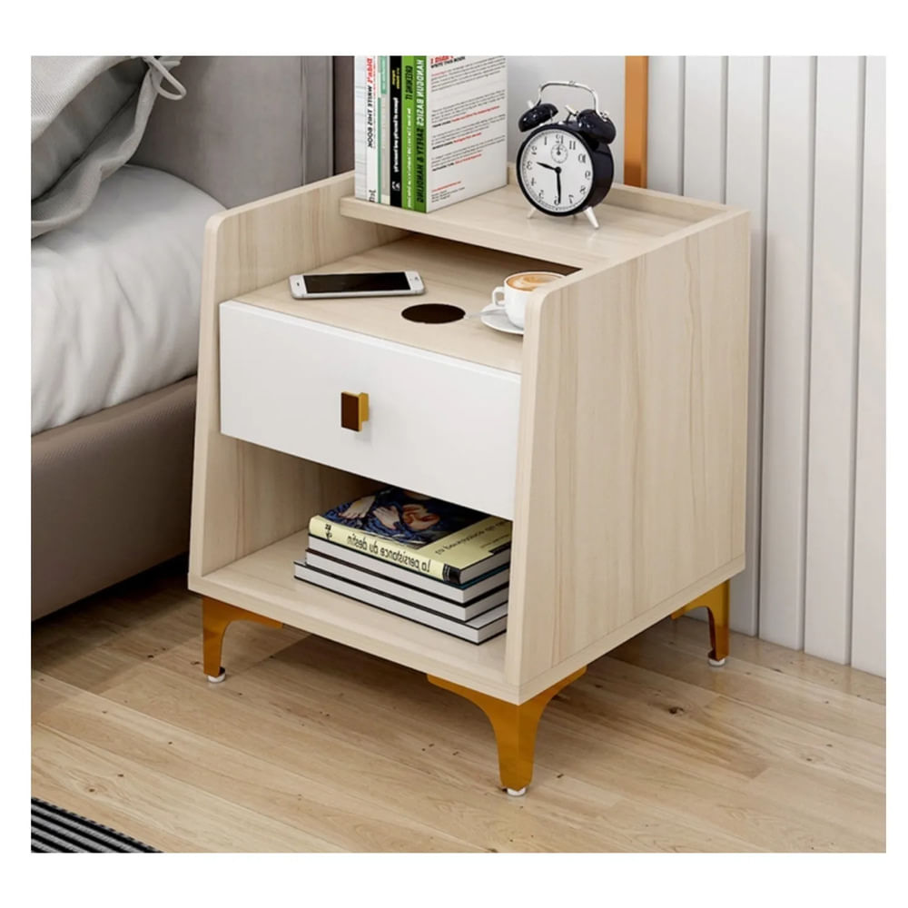 Velador Moderno Susana 1 Cajón Color Manzano TU MESITA