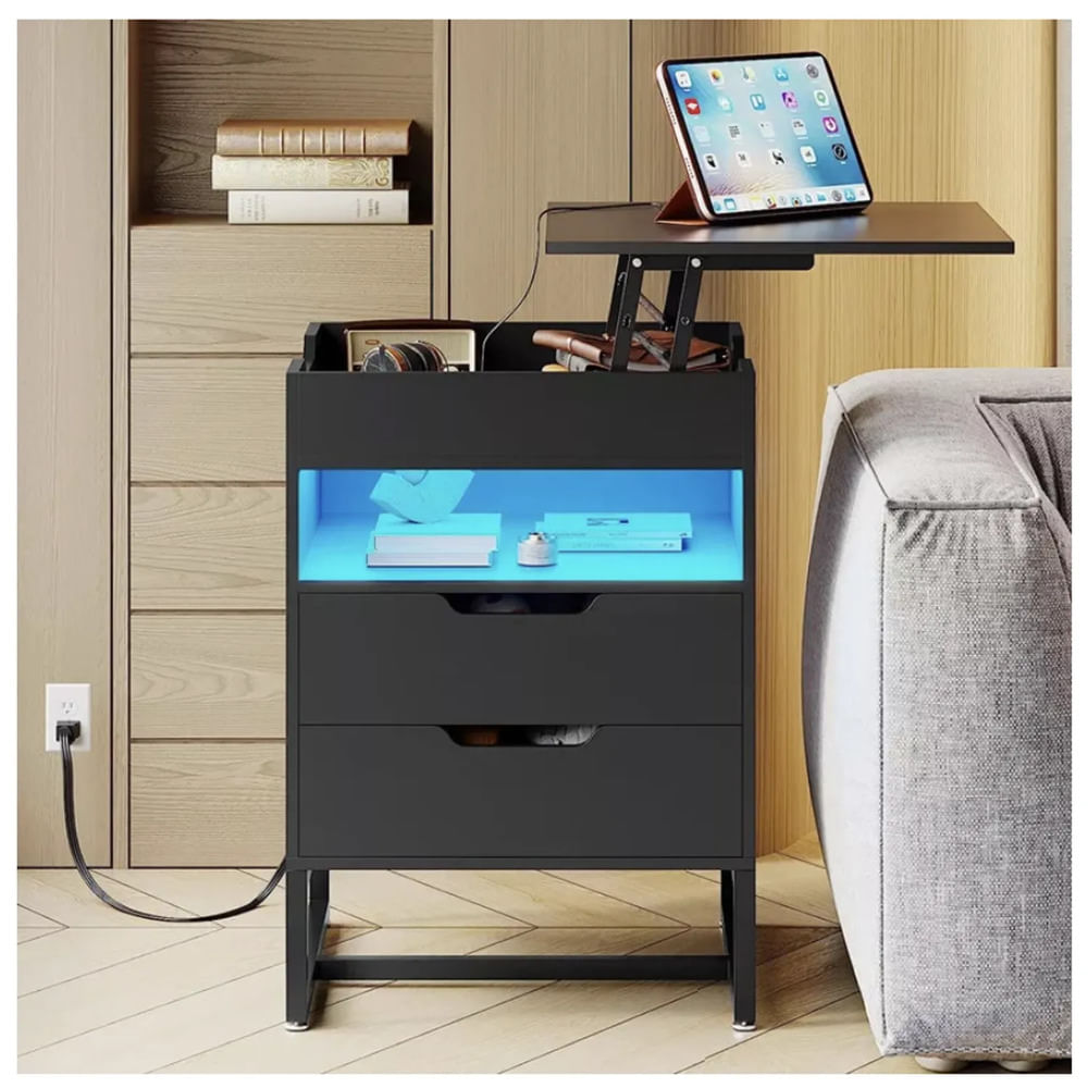 Velador Multifuncional Matias TIPO B con Tablero Elevable y Luz LED TU MESITA