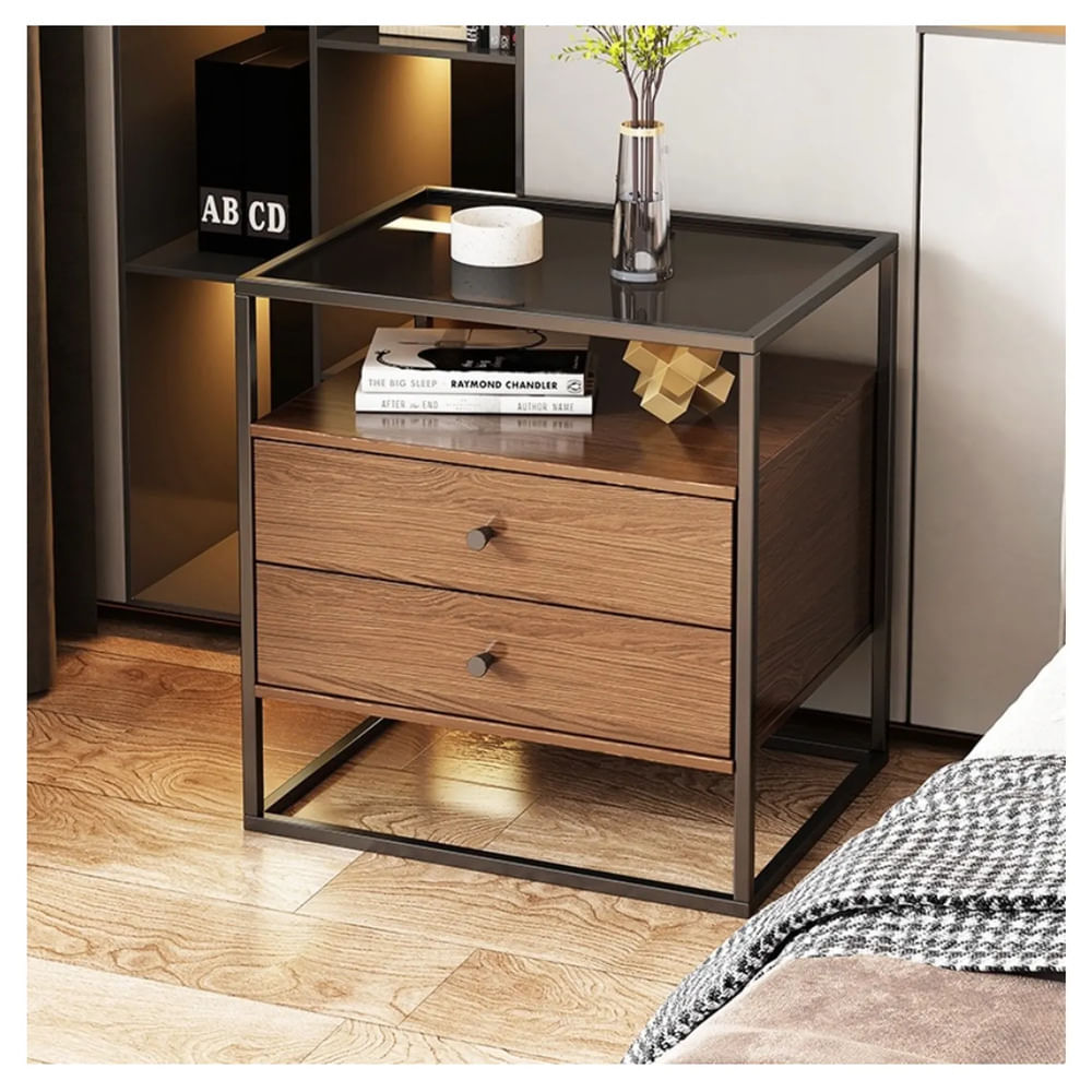 Velador Industrial Alex color Catania 2 Cajones TU MESITA