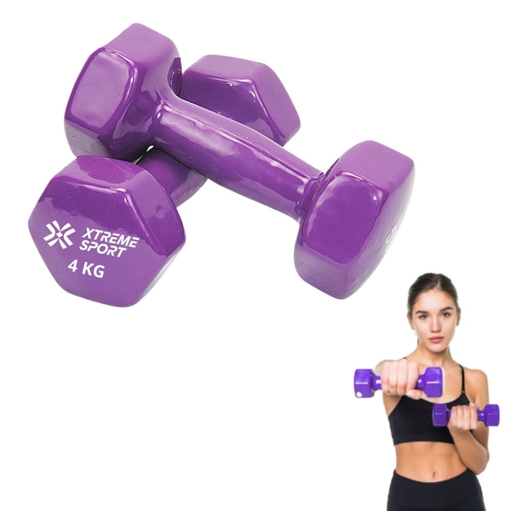 Mancuernas Xtreme Sport Pesas De 4 kg Fitness De Vinil Morado X2