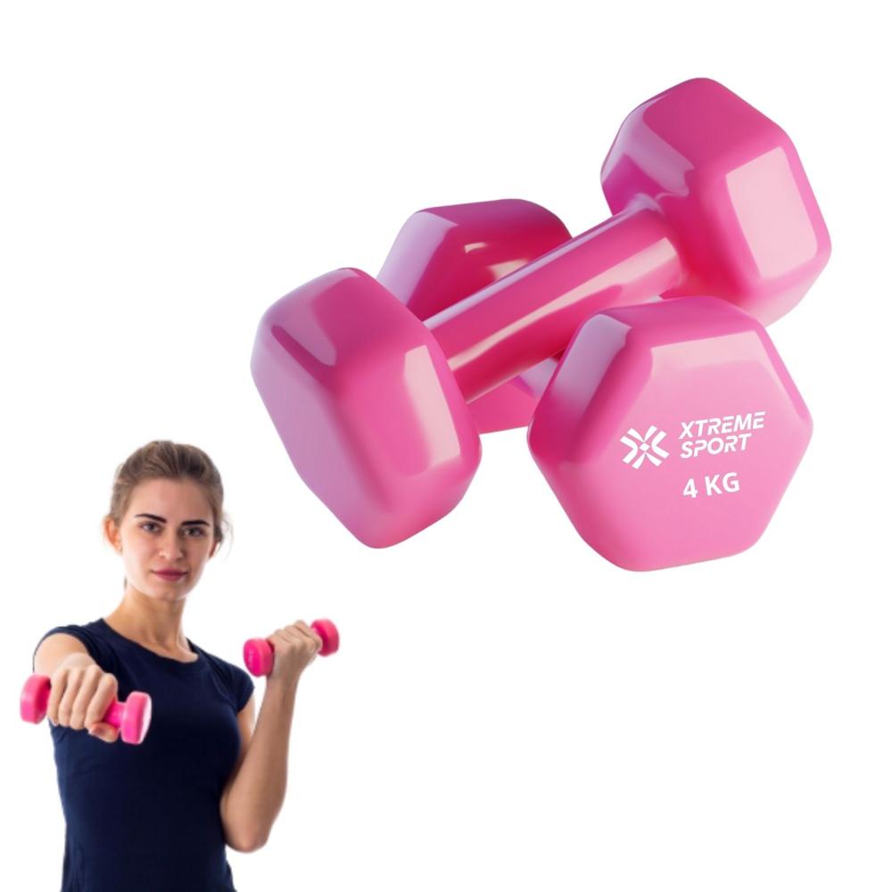 Mancuernas Xtreme Sport Pesas De 4 kg Fitness De Vinil Rosa X2