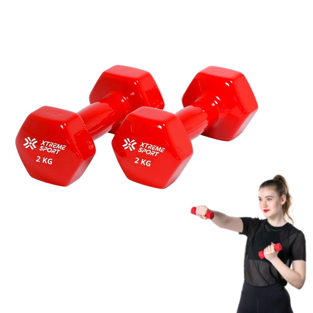 Mancuernas Xtreme Sport Pesas De 2 kg Fitness De Vinil Rojo X2