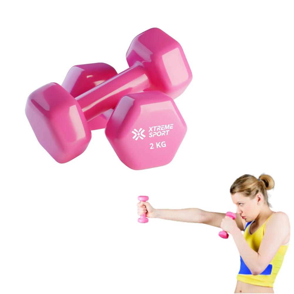 Mancuernas Xtreme Sport Pesas De 2 kg Fitness De Vinil Rosa X2