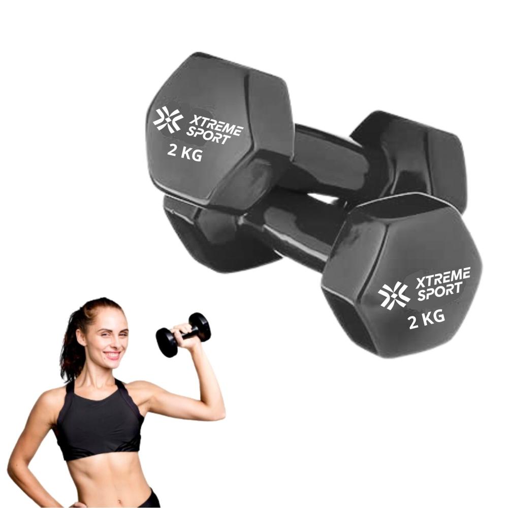 Mancuernas Xtreme Sport Pesas De 2 kg Fitness De Vinil Negro X2