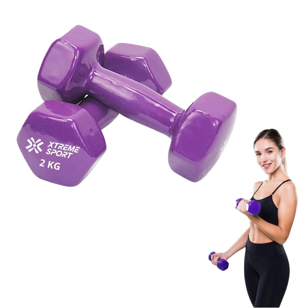 Mancuernas Xtreme Sport Pesas De 2 kg Fitness De Vinil Morado X2