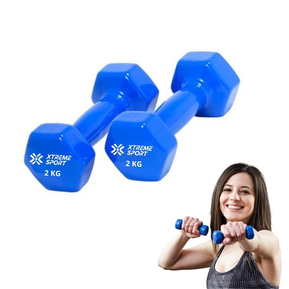 Mancuernas Xtreme Sport Pesas De 2 kg Fitness De Vinil Azul X2