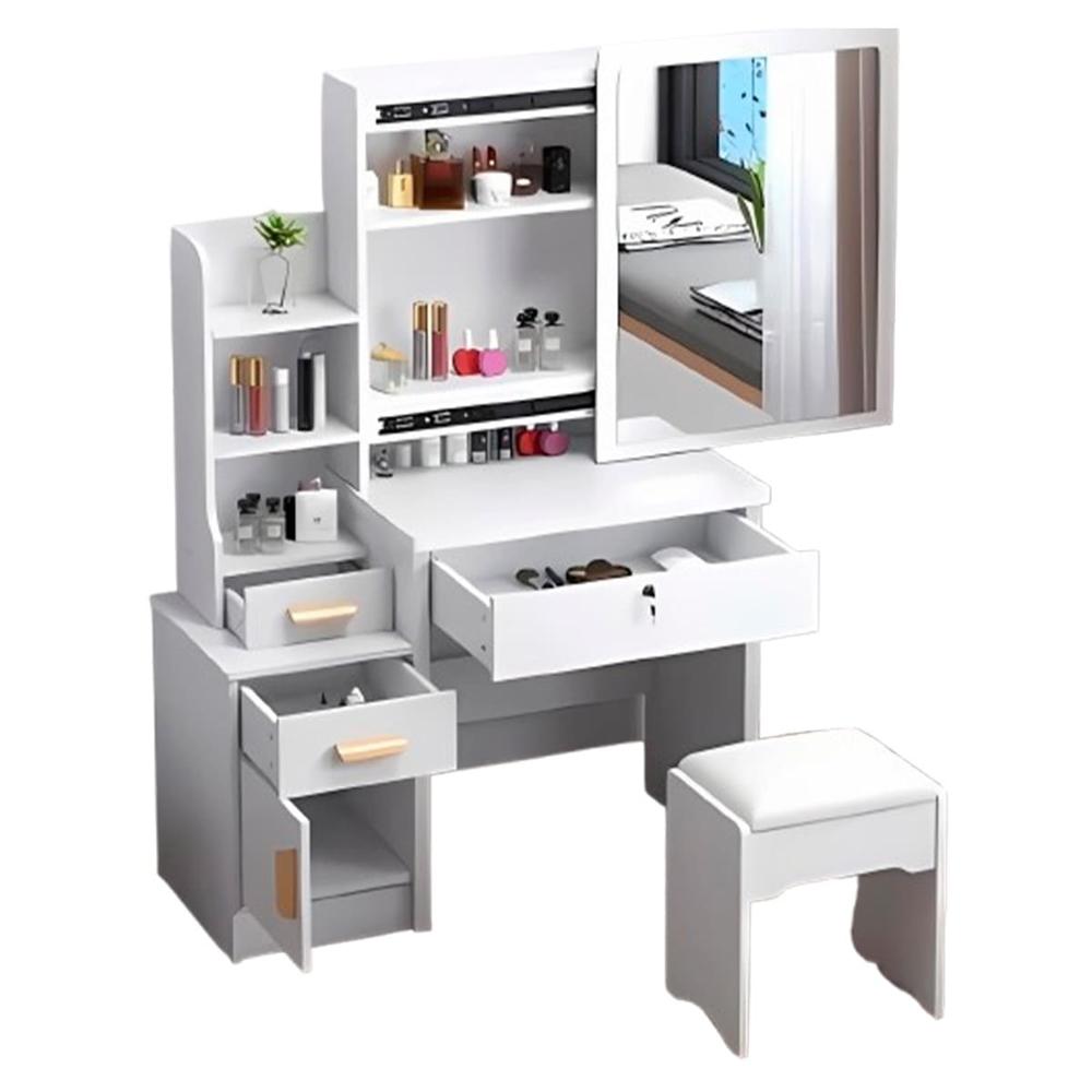 Tocador con cajonera de 4 espacios y asiento premium Blanco