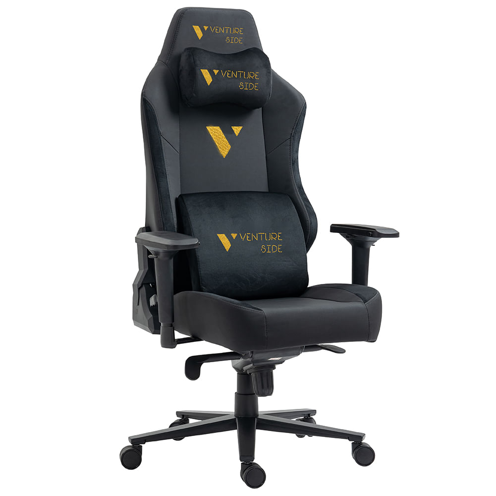 SILLA GAMER VENTURE SIDE PRIME ORO CUERO ALMOHADILLA INTELIGENTE MAGNETICA RECLINABLE