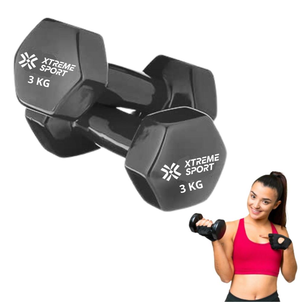 Mancuernas Xtreme Sport Pesas De 3 kg Fitness De Vinil Negro X2