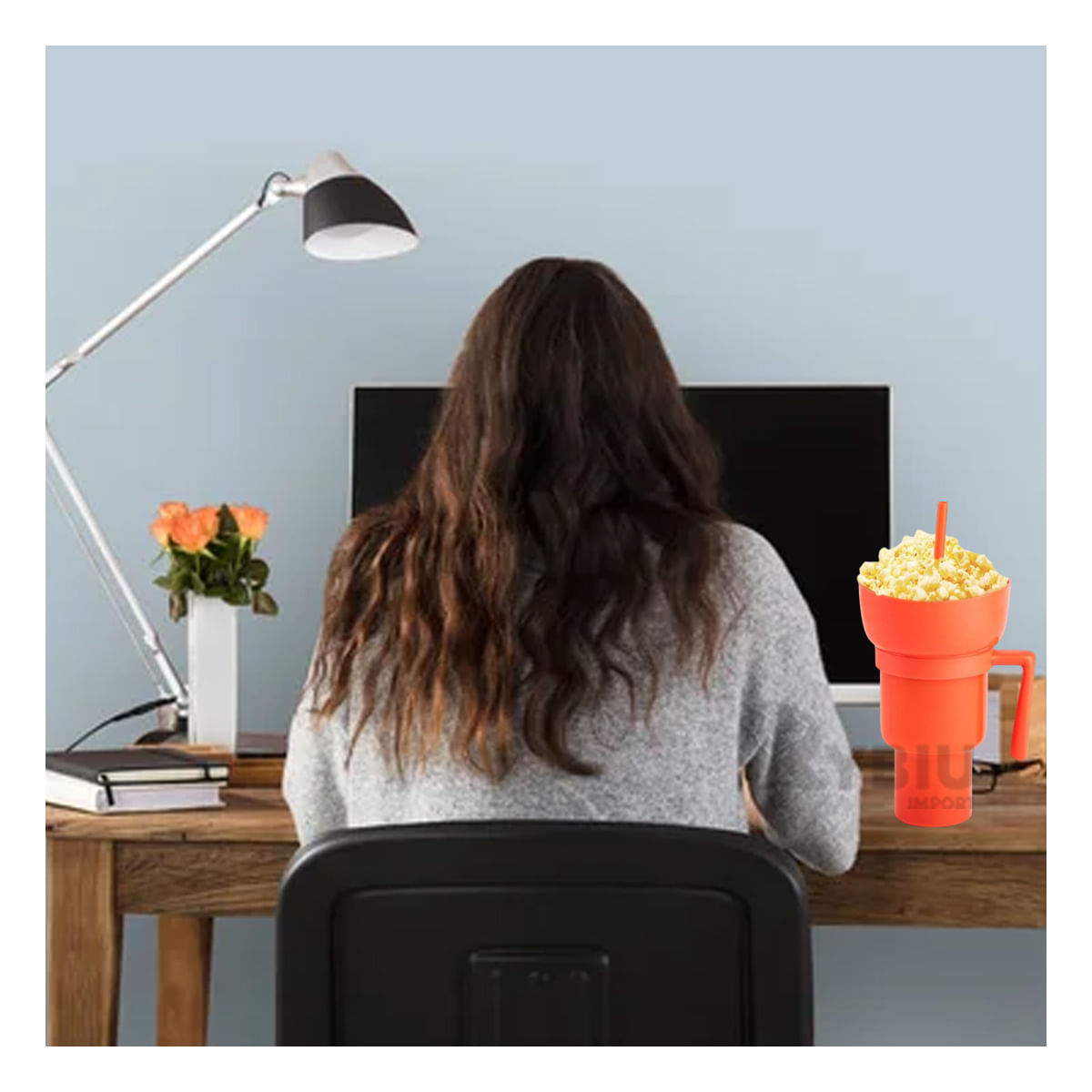 Vaso Llamativo Util de Color Naranja Y+Papel de Regalo