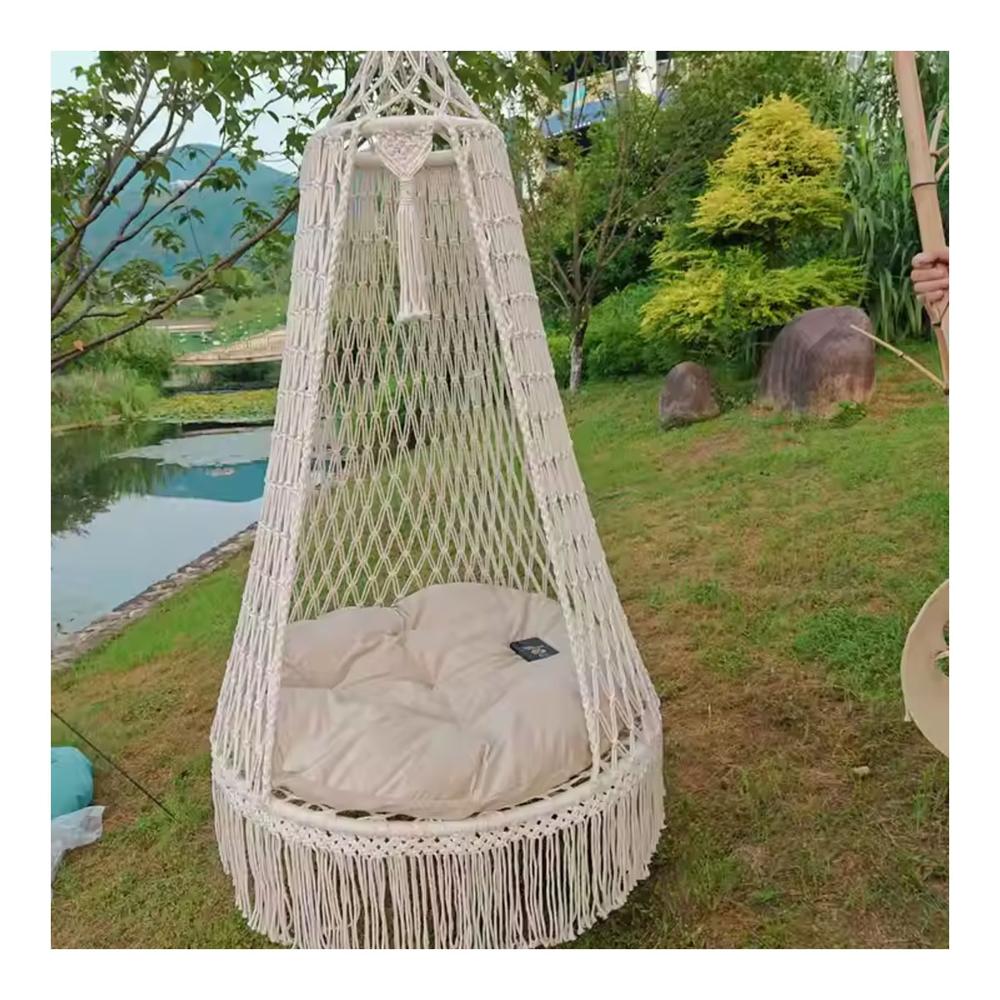 Silla Colgante Hamaca Acolchonada Blanca Premium 150cm