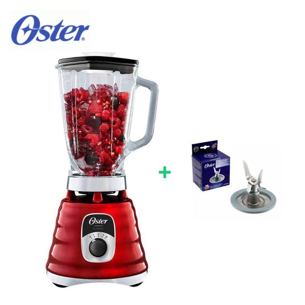 Licuadora Oster 3 Velocidades Roja + Cuchilla de 4 Aspas