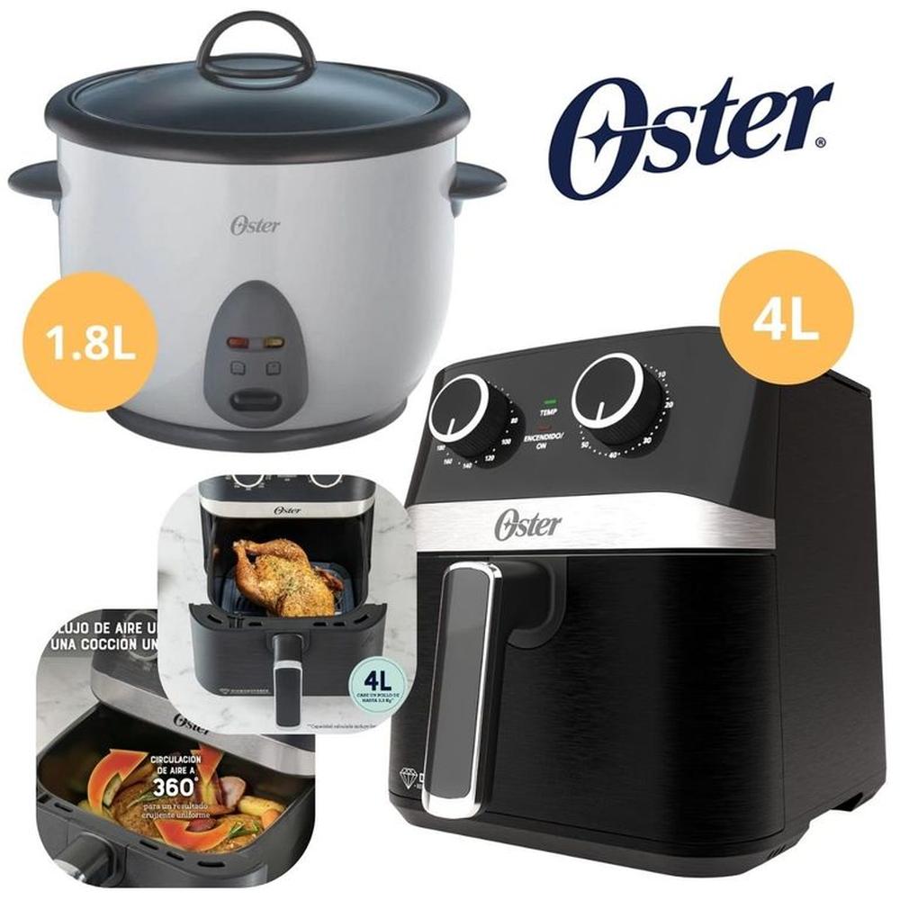 COMBO OSTER FREIDORA DE AIRE 4L MANUAL+ OLLA ARROCERA 1.8 Lts