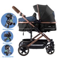 Coche Moises para Bebe Bigi con Mango Reversible - Azul