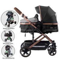 Coche Moises para Bebe Bigi con Mango Reversible - Gris