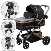 Coche Moises para Bebe Bigi con Mango Reversible Gris