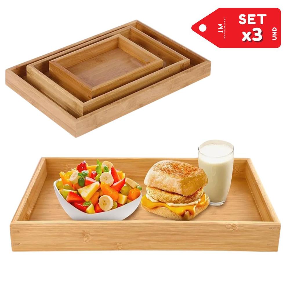 Bandeja Decorativa Transportador de alimentos Set x3