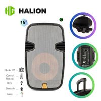 Parlante Activo Halion 15 Recargable PHA-15MB 2000W Led 2 Micrófonos